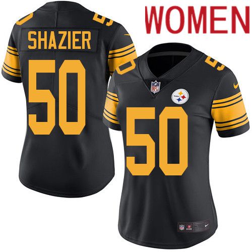 Women Pittsburgh Steelers 50 Ryan Shazier Nike Black Vapor Limited Rush NFL Jersey